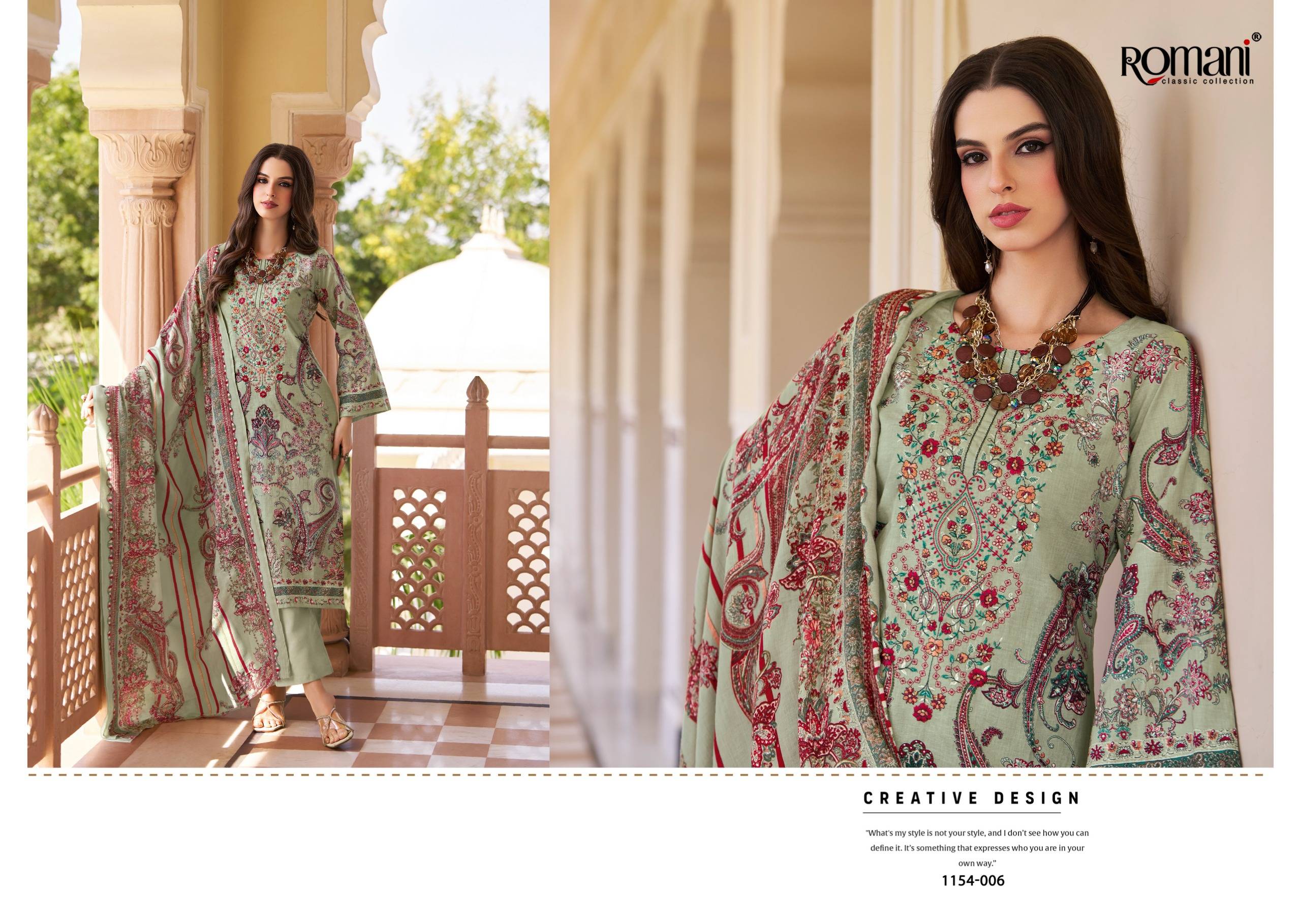 AARZU VOL-34 by ROMANI 1154-001 to 1154-008 series Premium Soft Cotton dresses at Wholesale Price